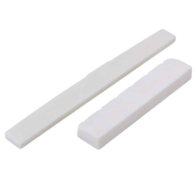 Mxfans White 2 in 1 Bridge Saddle Nut Set 80mm & 50mm for Classical Guitar Replacement Part - Image 2